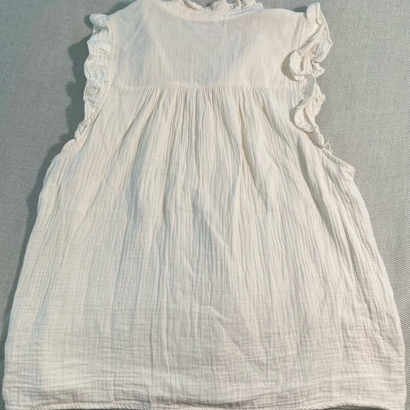 J. Crew Factory Cream Ruffle Sleeve Gauzy Blouse (Large / L) - Picture 5 of 6